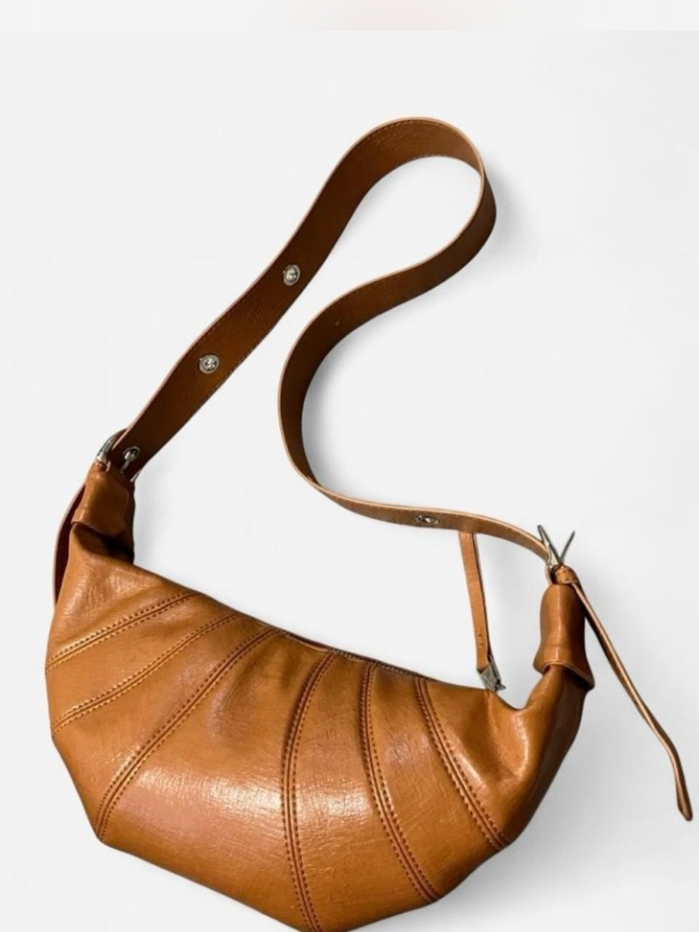 Slouchy Crescent Faux Leather Shoulder Bag Adjustable Straps Boho Hobo Purse